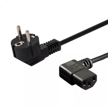 Virtajohto SAVIO CL-116 — 1,8 m, musta, kulmapistoke tyyppi C kulma IEC C13, 3-johdin 0,5 mm²