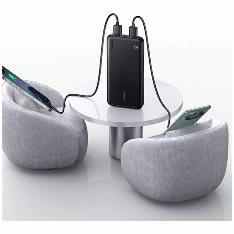 Varavirtalähde usams PB83 10000mAh PD 2×USB-A USB-C valkoinen