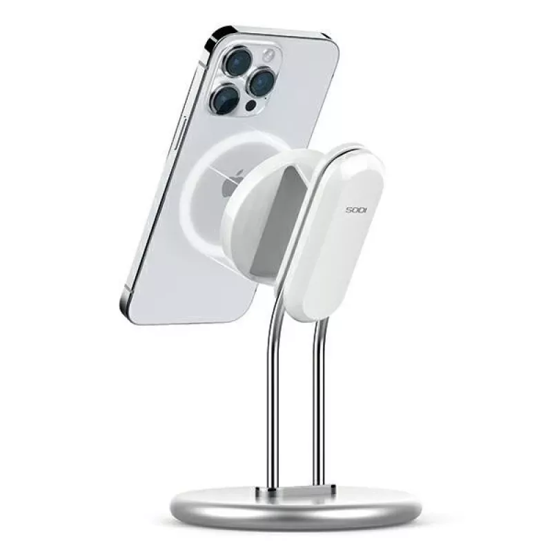 Puhelinteline SODI SIM-300 hopea MagSafe – pöytäteline MagSafe-yhteensopivalle iPhonelle