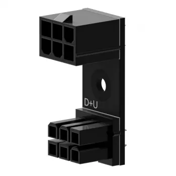 6‑Pin PCIe 180° -adapteri D+U, Singularity SC-A-PCIE6-DU, suorakulmainen 6‑Pin-PCIe-virtalähdeadapteri