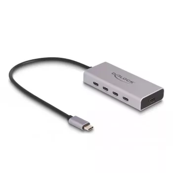 DELOCK USB-keskitin 10 Gbps Type-C 4 porttia PD 85W 30 cm kaapeli