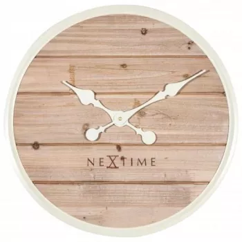 NeXtime kello 3134wi Plank, Ø50 cm, seinäkello, valkoinen