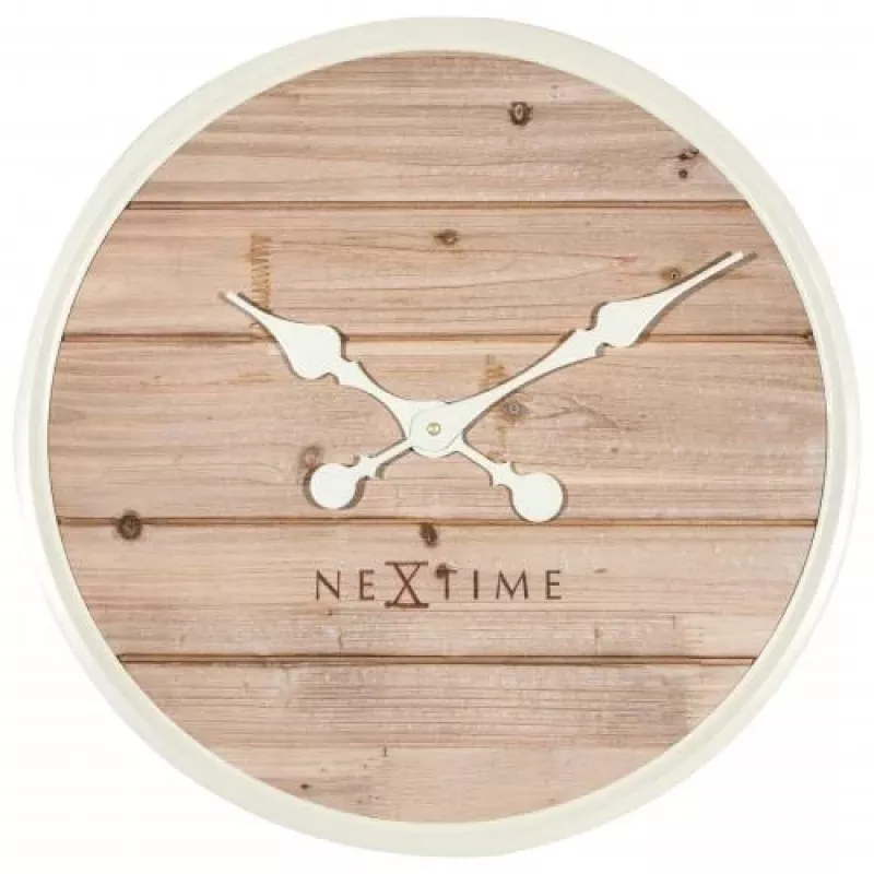 NeXtime kello 3134wi Plank, Ø50 cm, seinäkello, valkoinen