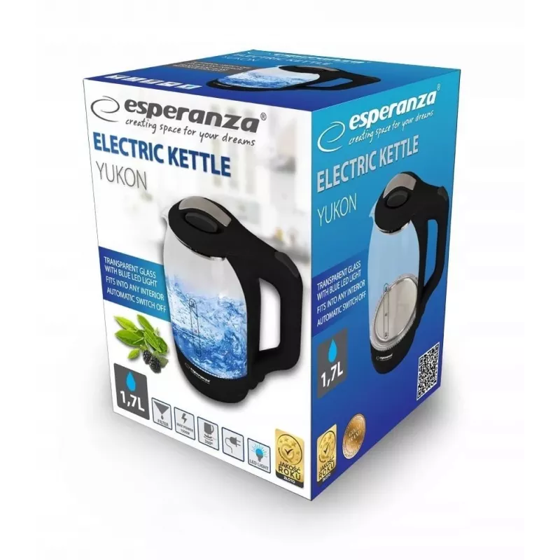 Esperanza EKK025K vedenkeitin 1,7 L musta, monivärinen 1500 W