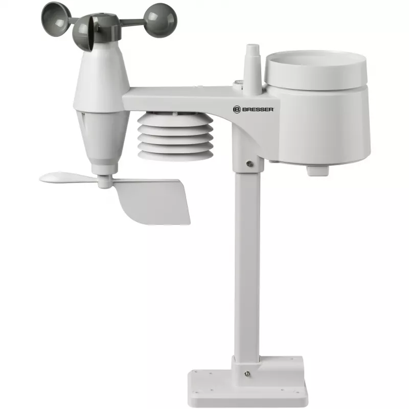 Bresser 7002580 Weather Center 5-in-1 Wi-Fi digitaalinen sääasema ammattilaisanturilla, 5,7″ näyttö, verkkovirta, musta