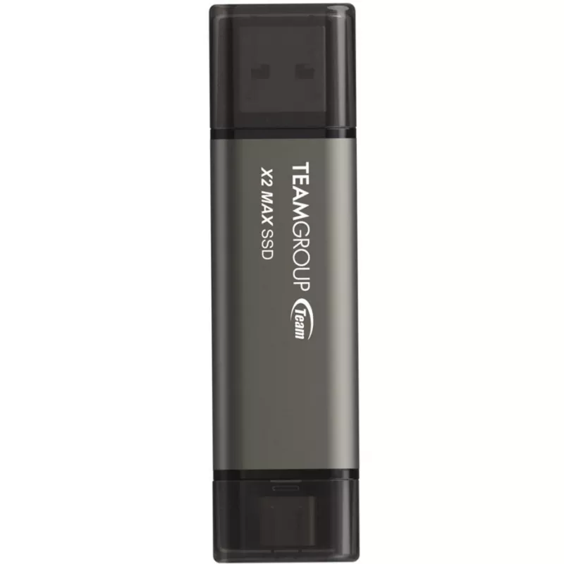 TeamGroup X2 MAX 1 Tt kaksiliitäntäinen USB-A/USB-C-muistitikku, USB 3.2 Gen 2, titaani/musta
