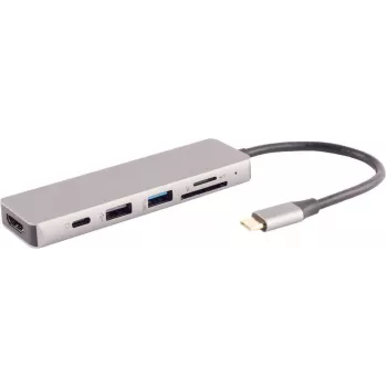 Kannettavan telakka S/CONN 14-05027 johdollinen USB 3.2 Gen 1 Type-C harmaa