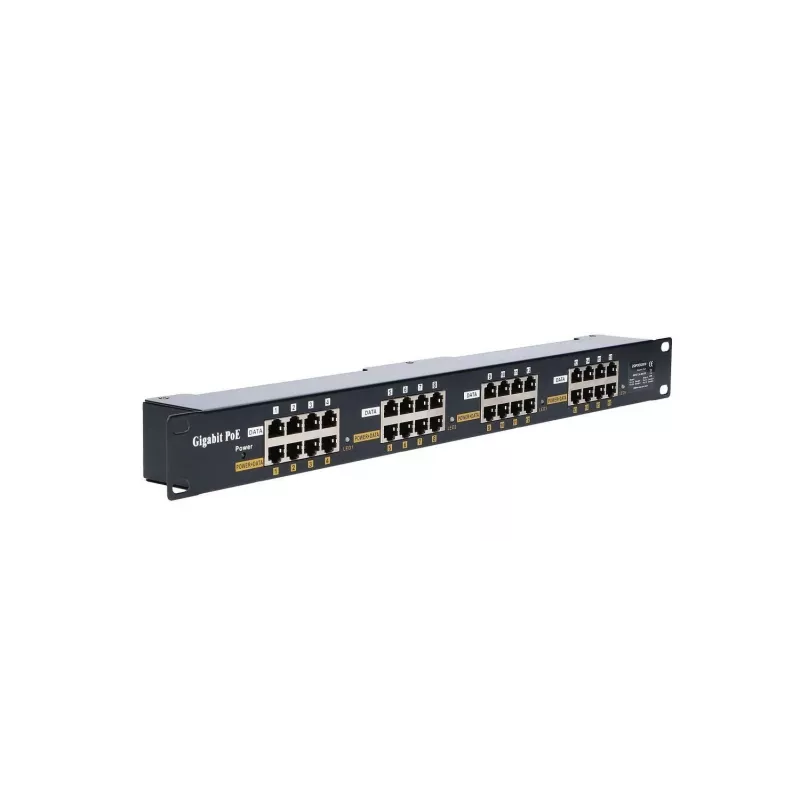 Extralink Gigabit PoE -injektori 16 portti 16x 1000Mb/s RJ45, rack-asennus