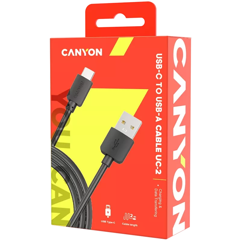 CANYON kaapeli UC-2 USB-C 5W 2m musta