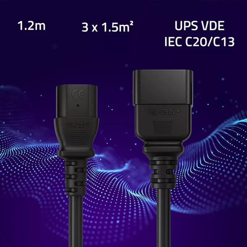 Virtakaapeli Qoltec 53991 musta 1,2 m C20 C13 liitin