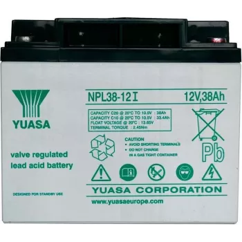 Suljettu AGM-akku Yuasa NPL38-12 12V 38Ah varasto- ja syklikäyttöön