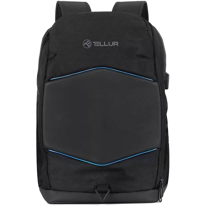 Kannettavan tietokoneen reppu Tellur TLL611282 USB-liitännällä ja valaistulla raidalla, musta