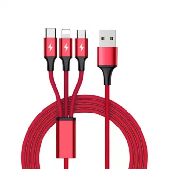 UNITEK C4049RD USB-kaapeli 1,2 m USB A USB C/Micro-USB B/Lightning punainen