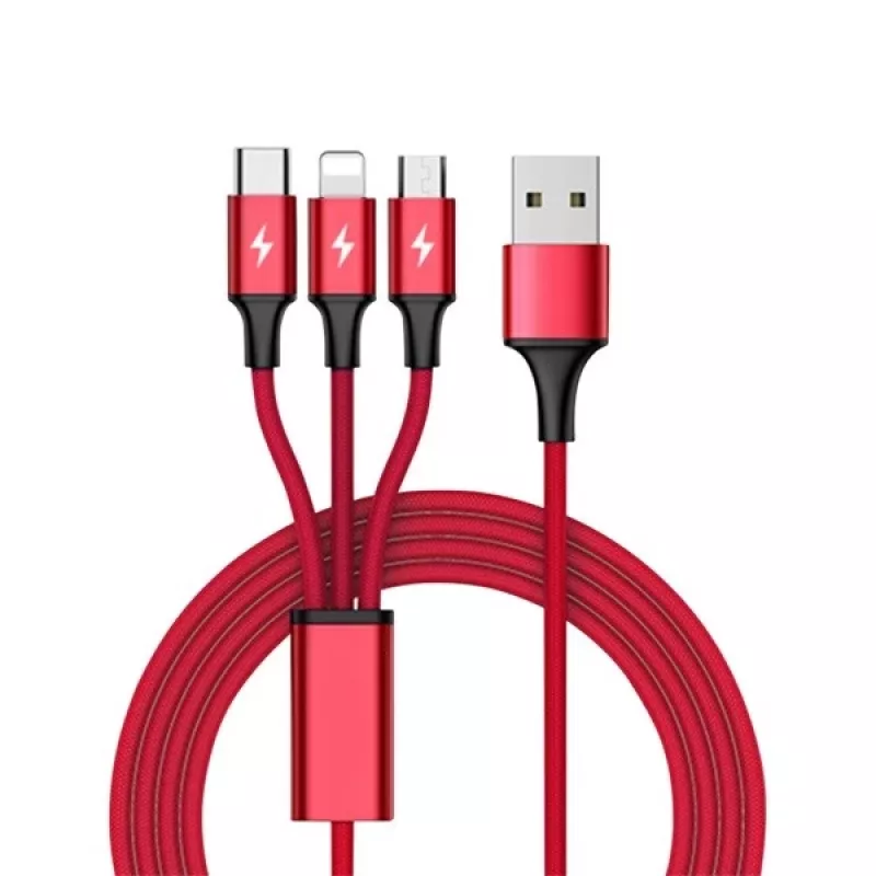UNITEK C4049RD USB-kaapeli 1,2 m USB A USB C/Micro-USB B/Lightning punainen
