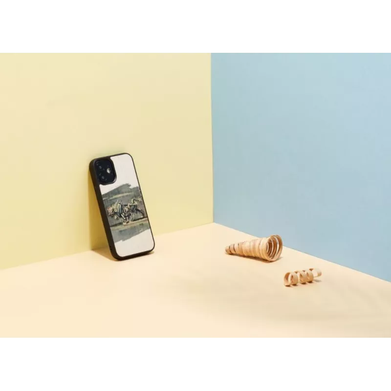 Man and Wood -puhelinkotelo iPhone 12 mini — valkoinen härkäkuosi