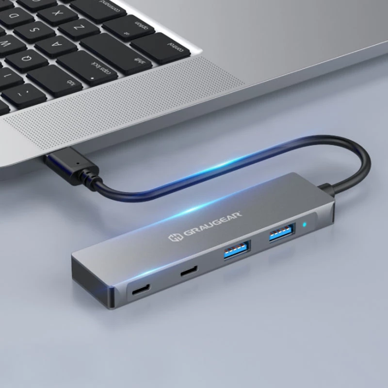 GRAUGEAR G-HUB2A2C-AC USB-keskitin USB 3.2 Gen 1 (3.1 Gen 1) Type-A + Type-C 5000 Mbit/s hopea