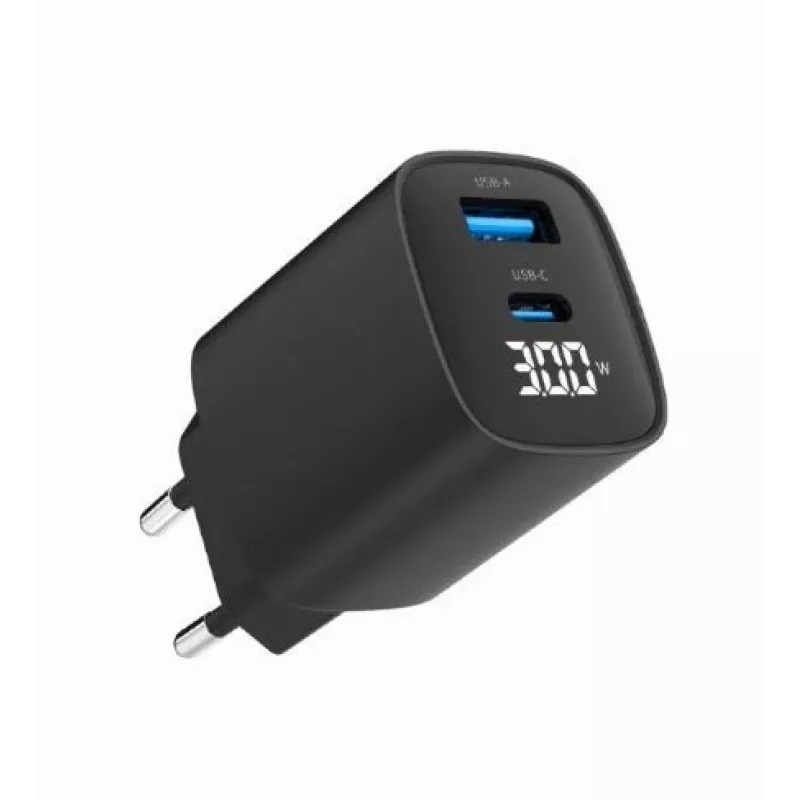 Mobiililaturi Gembird TA-UC-PDQC30LCD-BK-01 pikalataus musta