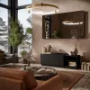 TV-taso cama meble LIVERTI 150x42x48 cm, musta lastulevylevy, musta kehys