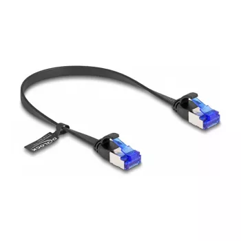Verkkokaapeli DeLOCK RJ45 litteä patch-kaapeli pistoke-pistoke Cat.6A 0,25 m musta