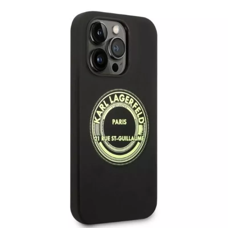Karl Lagerfeld Soft Cover silikonikuori RSG musta Apple iPhone 14 Pro KLHCP14LSRSGRCK