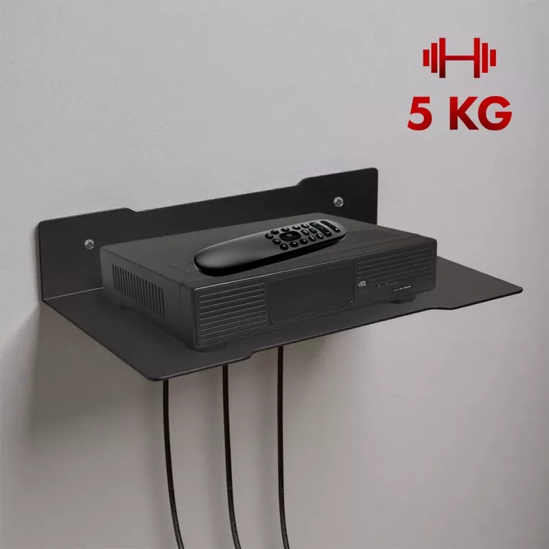 Seinähyllä dekooderille MACLEAN MC-122, teräs, musta, enintään 5 kg, reikäväli 219 mm