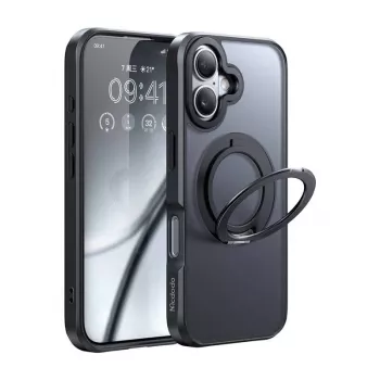 McDodo PC-4930 MagSafe-suojakotelo iPhone 16 sisäänrakennetulla jalustalla, musta