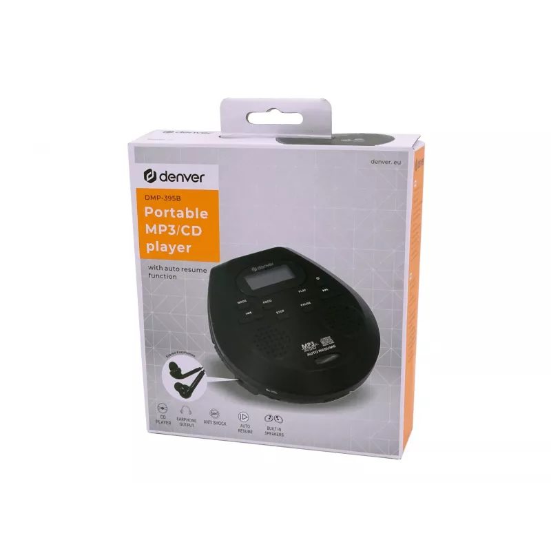Kannettava CD-soitin Denver DMP-395B musta MP3-toisto LCD-näyttö