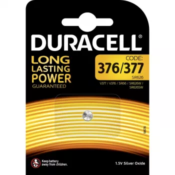 Duracell D377 kertakäyttöinen hopeaoksidiknappiparisto 1,5 V, 3 mm korkeus, Ø 18 mm