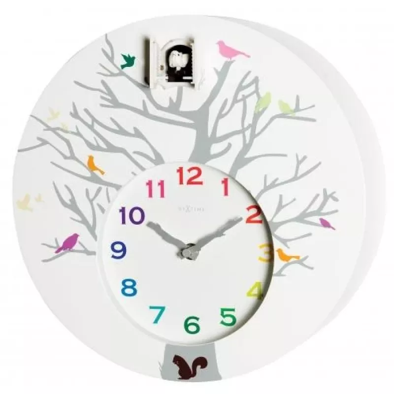 NeXtime käkikello 2998wi Cuckoo Round, 30x10 cm, seinäkello, valkoinen