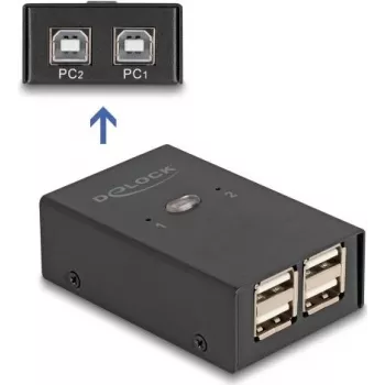 DELOCK USB 2.0 kytkin 2 tietokonetta 4 laitteeseen musta 0,48 Gbit/s