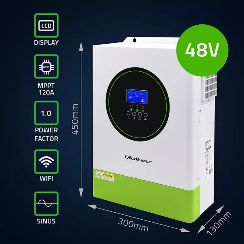 Hybridi-aurinkoinvertteri QOLTEC 53861 6,2 kVA 6,2 kW