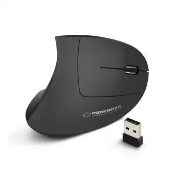 Langaton hiiri ESPERANZA EM133 — ergonominen oikeakätisille, 1600 DPI, 6 painiketta, 2,4 GHz USB nano-vastaanotin, 10 m kantama, musta
