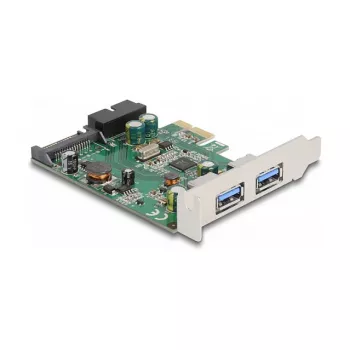 DeLOCK PCI Express x1 -kortti 2 x USB 3.2 Gen 1 Type-A + 1 x sisäinen 19-pin-header