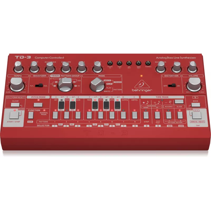 Analogi syntetisaattori Behringer TD-3-RD punainen 9V DC