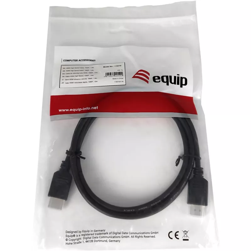 HDMI-kaapeli Equip 1,8 m 1080P musta