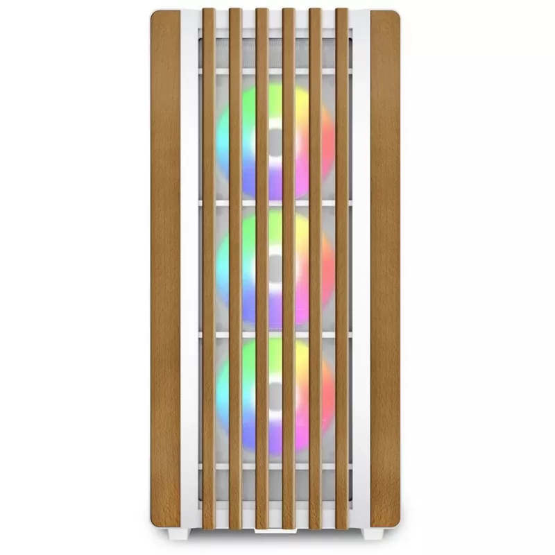 Sharkoon REBEL C70G RGB Full Tower valkoinen, puu