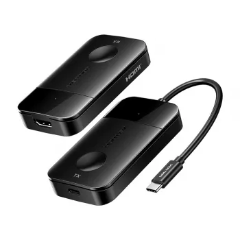 Vention ADOBB USB-C–HDMI langaton lähetin/vastaanotin — 4K@30Hz, 1×HDMI, USB-C-kaapeli 1 m, musta