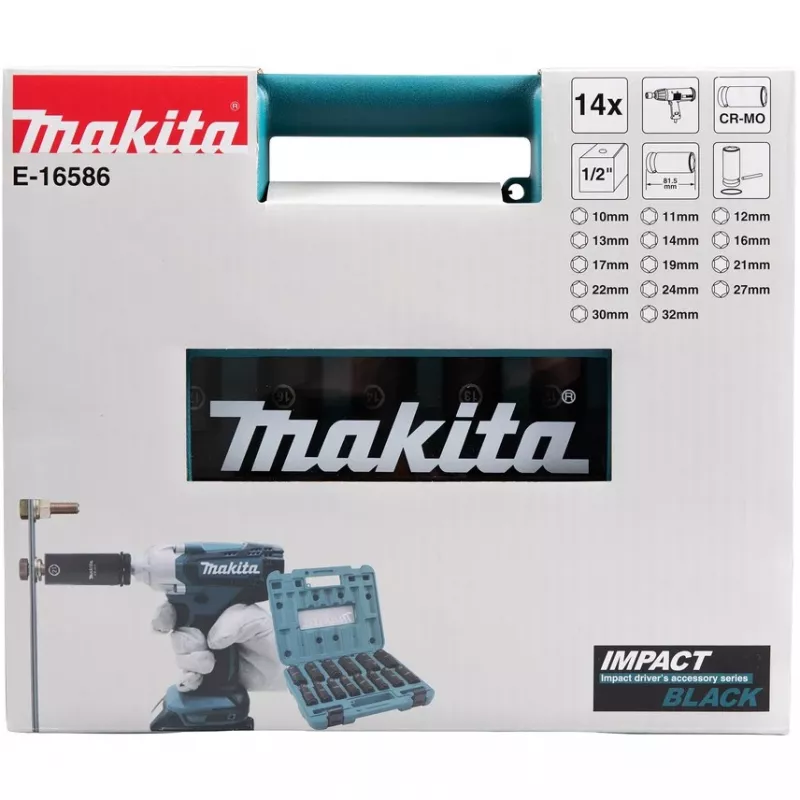 Makita E-16586 iskeväruuvinväännin hylsyavainsarja musta, vihreä