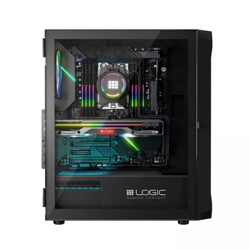 LOGIC CONCEPT Portos ARGB ATX Mid-Tower-kotelo, musta