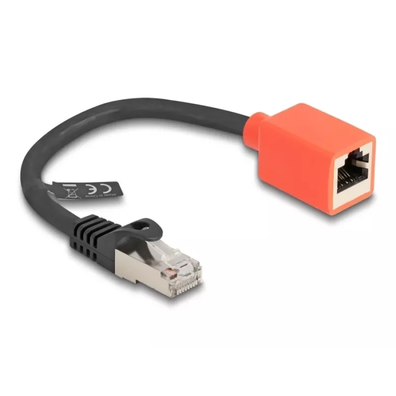 Verkkokaapeli DeLOCK RJ45 laitesuojausadapteri Cat.6A S/FTP 20 cm musta punainen
