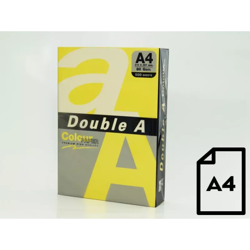 Väripaperi Double A, 80 g, A4, 500 arkkia, Lemon