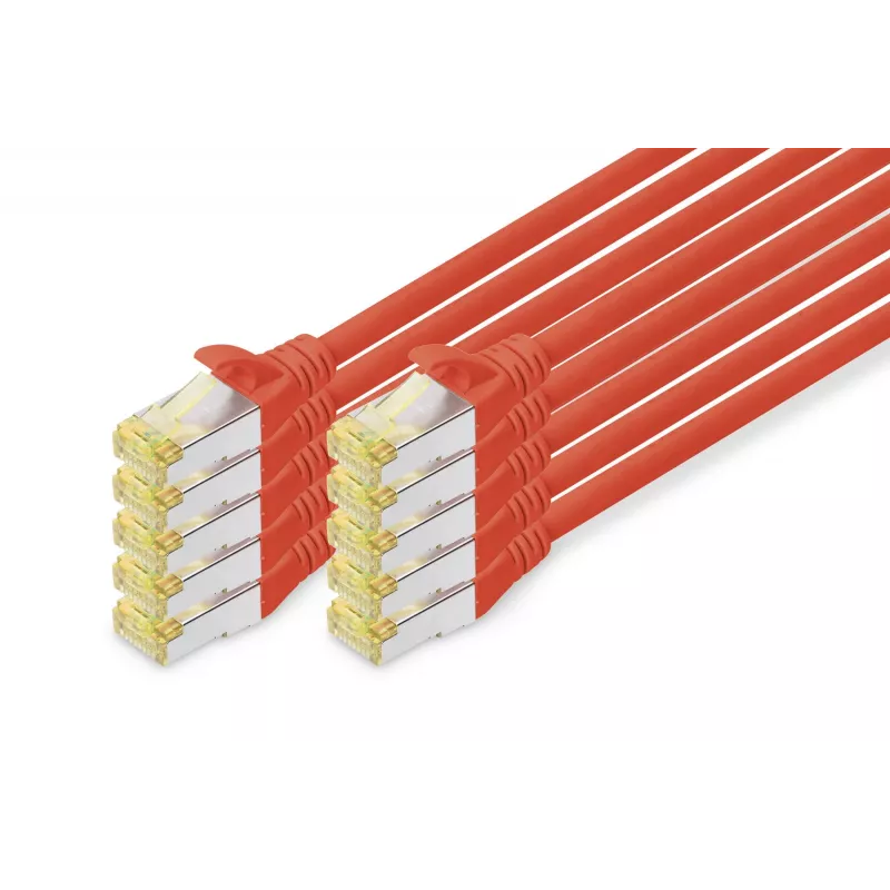 Digitus DK-1644-A-020-R-10 CAT 6A S/FTP kytkentäkaapeli 2 m, punainen, 10 kpl:n pakkaus