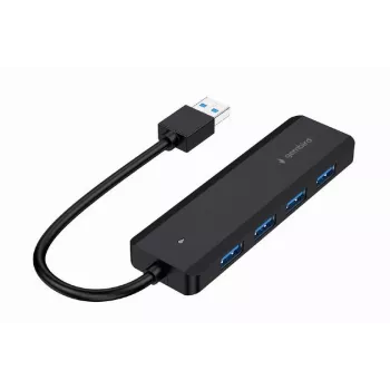 USB-keskitin Gembird 4-porttinen USB 3.1 (Gen 1) — 4 porttia, USB 3.2 Gen 1 Type-A, 5V/2.1A, 109×30×10 mm, musta