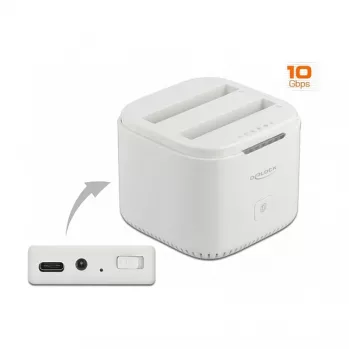 Telakointiasema DeLOCK USB Type-C™ 3.2 2 x 2,5 tuuman SATA-kiintolevyille/SSD-levyille