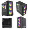 Savio Noctis Glass RGB Cube tietokonekotelo, ATX/Micro-ATX/Mini-ITX, karkaistua lasia oleva etuosa, RGB-tuulettimet, musta