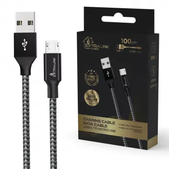 Latauskaapeli Extralink Smart Life 15W USB-A - microUSB 100 cm PVC 5V 2,4A musta