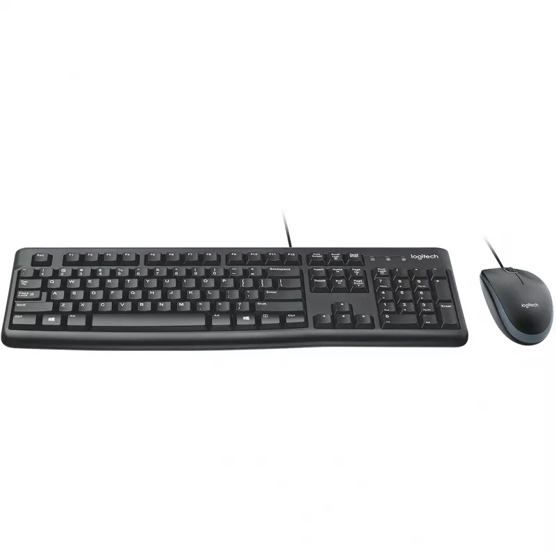 Työpöytäsarja MK120, johdollinen, USB, QWERTZ, musta, hiiri mukana