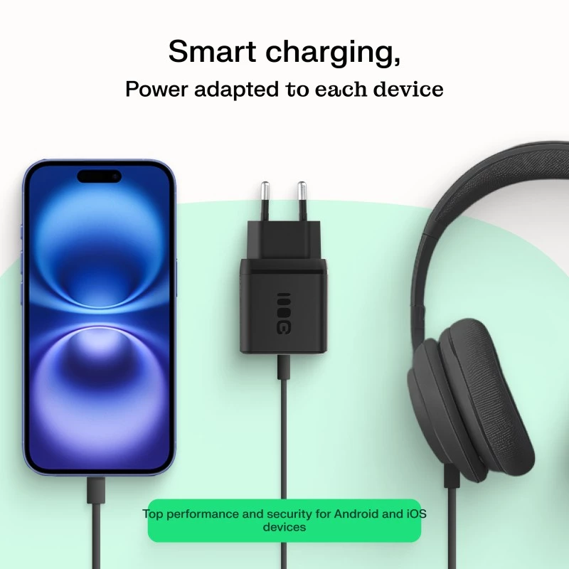 Virtalähde Green Cell PowerSource Solo30 30W musta — USB-C yksiporttinen laturi