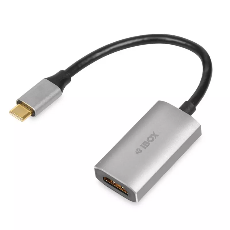 IBOX USB-C-HDMI-sovitinkaapeli, malli IACFAK, USB-C (uros) HDMI (naaras), 4K 60 Hz, suora liitin, hopea