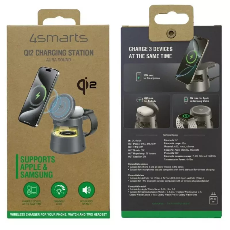 Langaton laturi 4smarts 541327 USB Type-C sisäkäyttöön harmaa